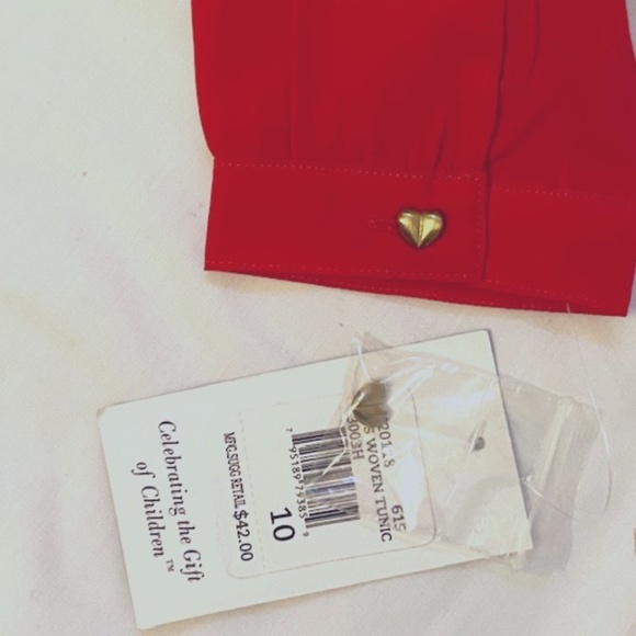Hartstrings Woven Tunic Long Sleeve Red Girls Size 10 BRAND NEW - Picture 2 of 4